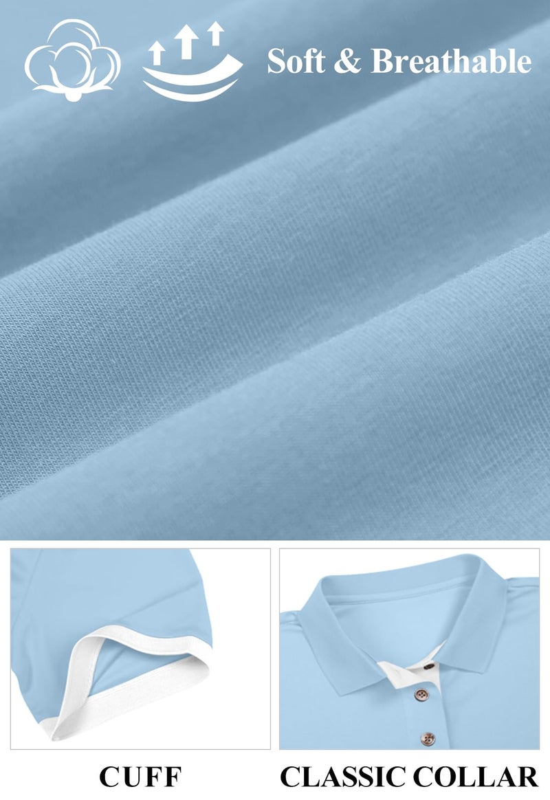 KUYIGO Men's Spot Shield Short Sleeve Polo Sport Shirt Fashion Golf Slim Fit Shirts Large Sky Blue - Image 2